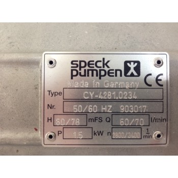 Speck Pumpen CY-4281.0234 Chiller Pump with NF 80/2C-11